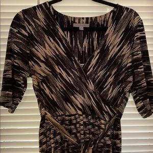 Wrap front belted dress